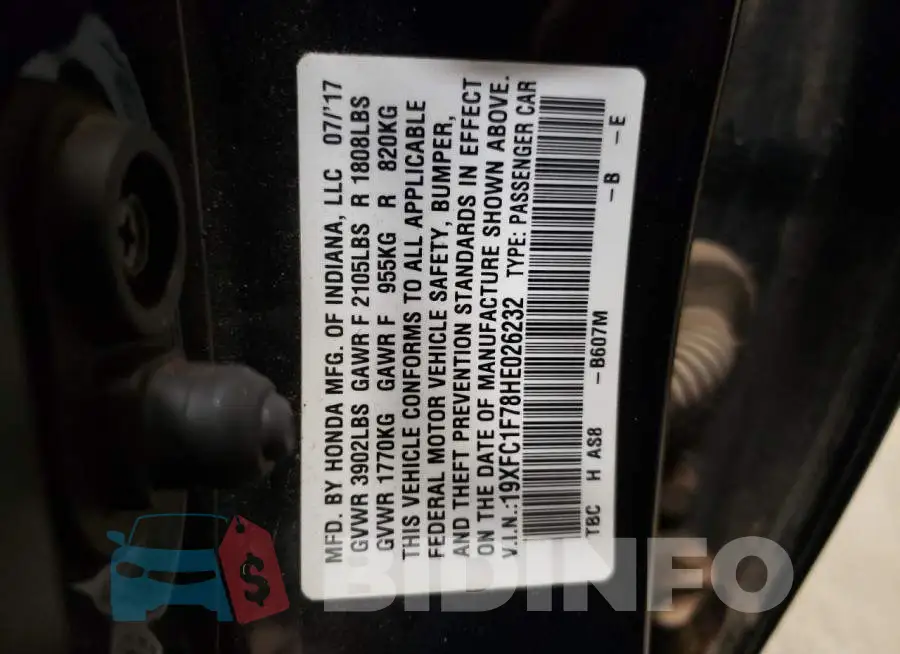 19XFC1F78HE026232 Photo# 10