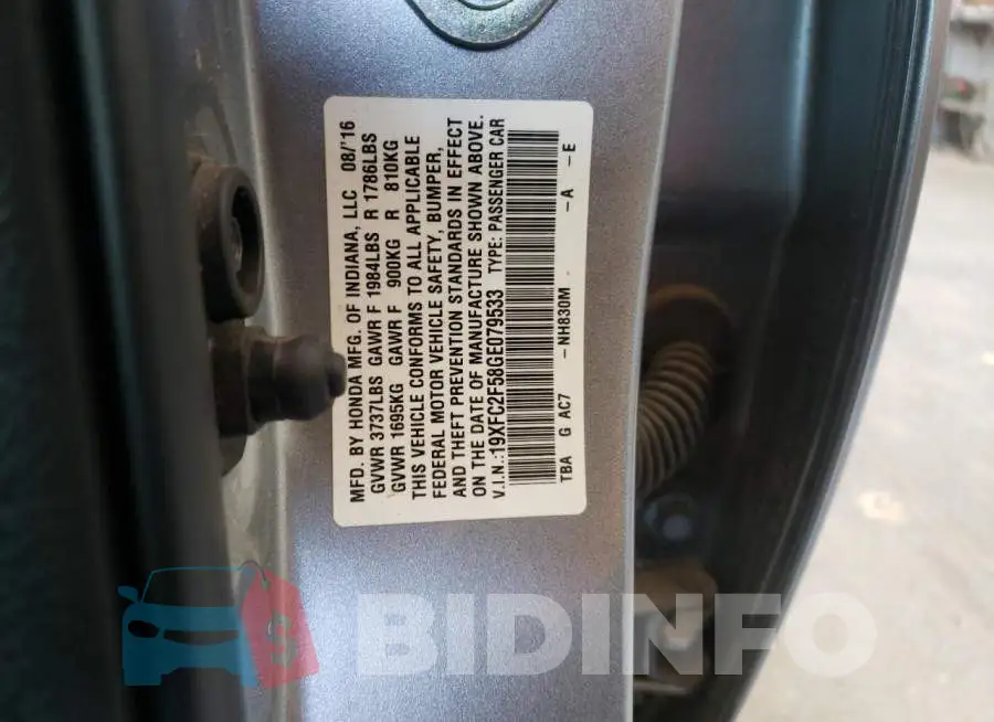 19XFC2F58GE079533 Photo# 10