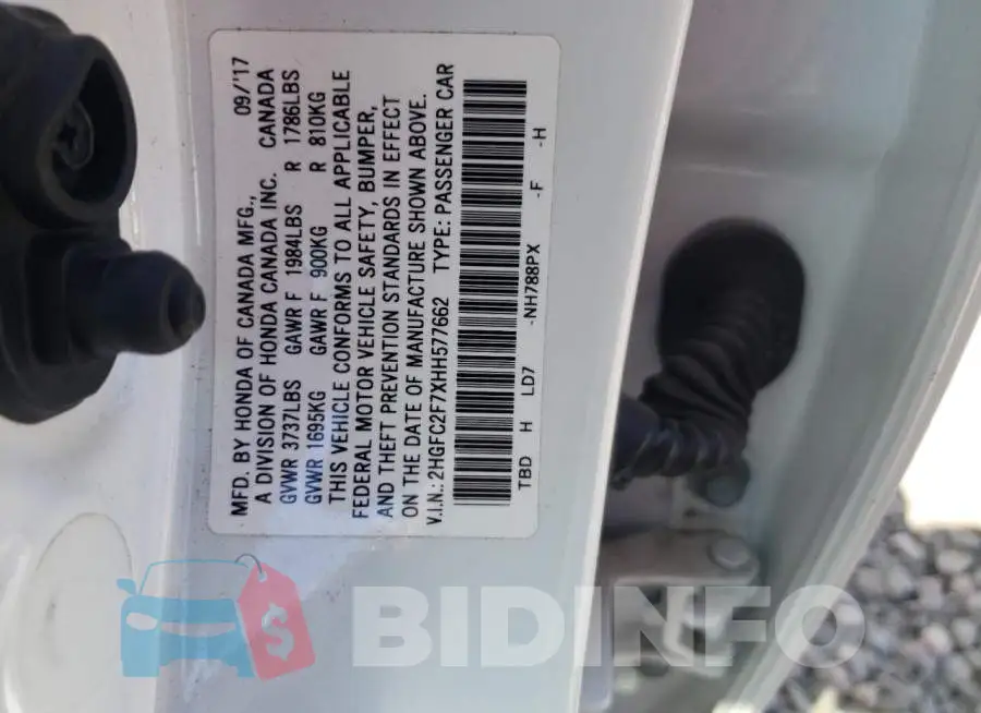 2HGFC2F7XHH577662 Photo# 10