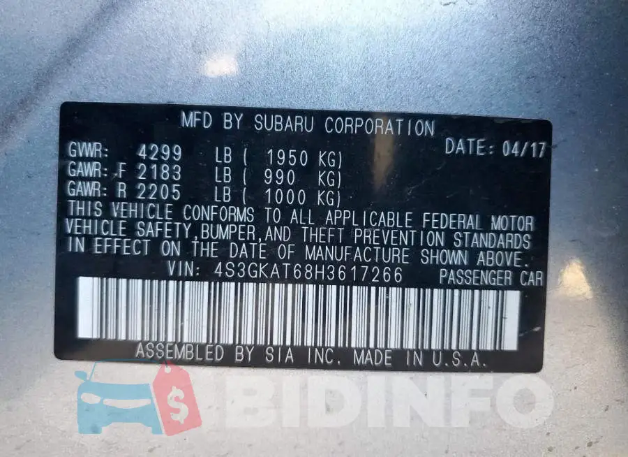 4S3GKAT68H3617266 Photo# 10