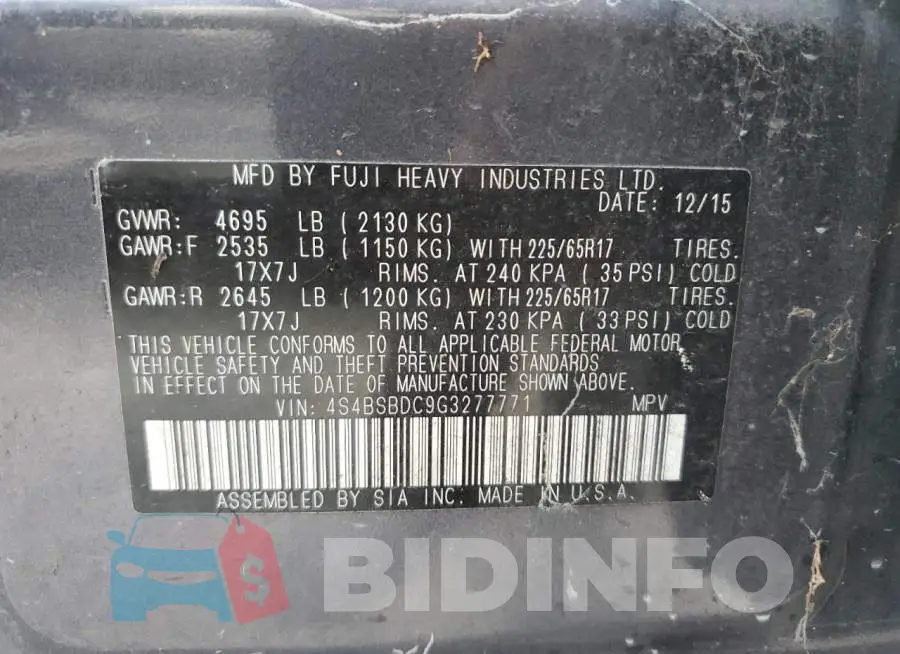 4S4BSBDC9G3277771 Photo# 10