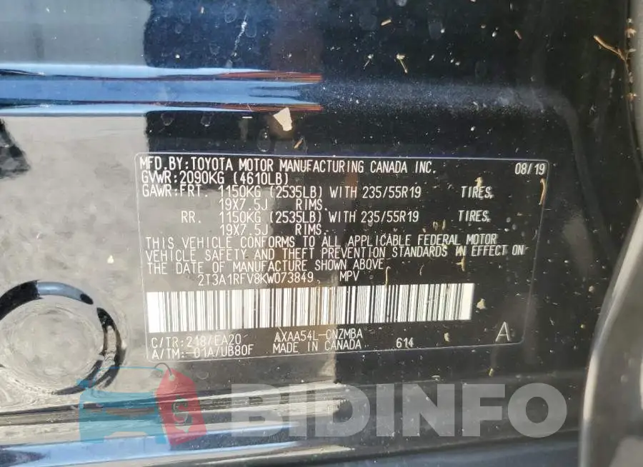 2T3A1RFV8KW073849 Photo# 10