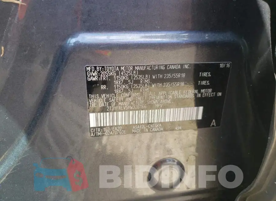 2T3YFREV5HW326166 Photo# 10
