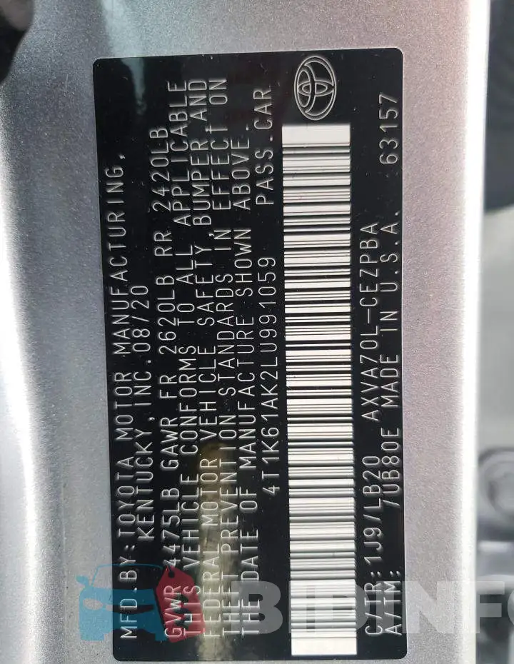 4T1K61AK2LU991059 Photo# 10