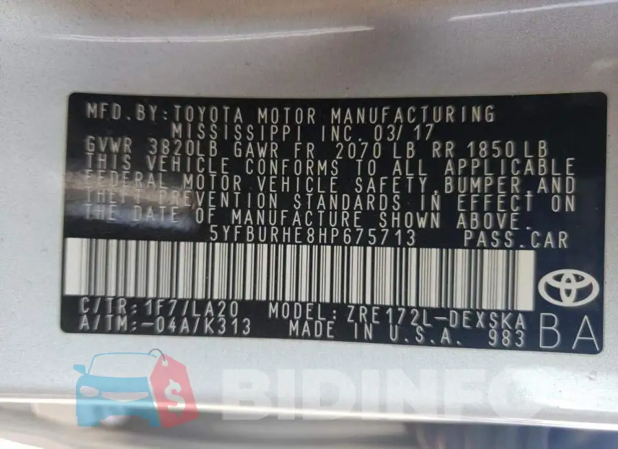 5YFBURHE8HP675713 Photo# 10