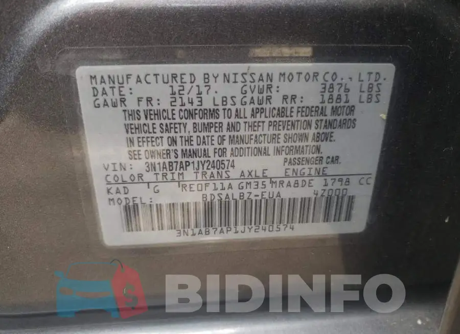 3N1AB7AP1JY240574 Photo# 10