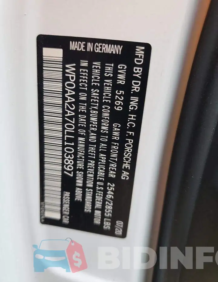 WP0AA2A70LL103897 Photo# 10