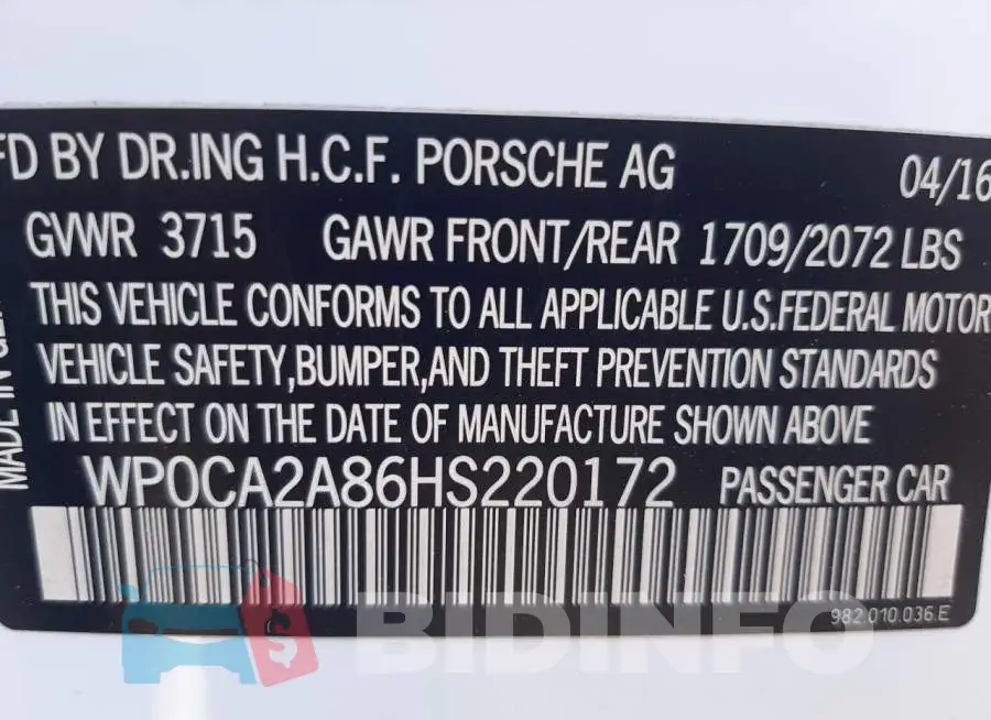 WP0CA2A86HS220172 Photo# 10