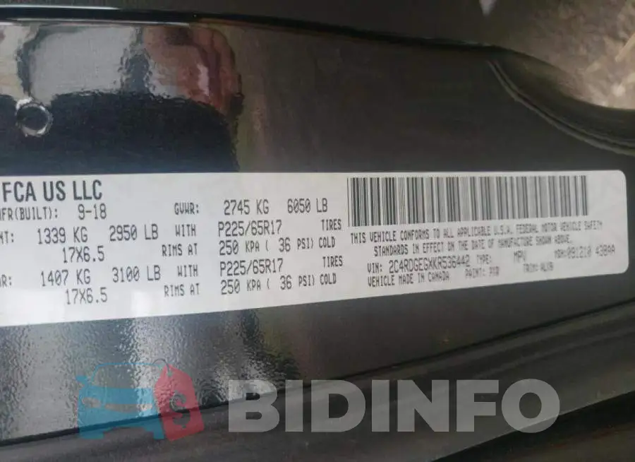 2C4RDGEGXKR536442 Photo# 10