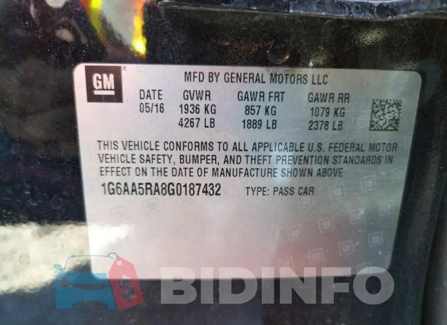 1G6AA5RA8G0187432 Photo# 10