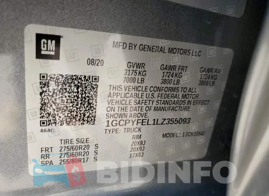 1GCPYFEL1LZ355093 Photo# 10