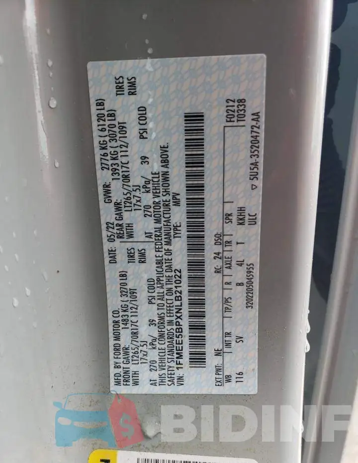 1FMEE5BPXNLB21022 Photo# 10
