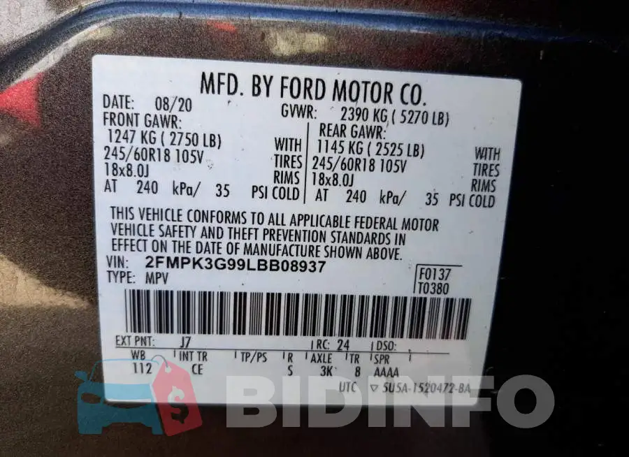 2FMPK3G99LBB08937 Photo# 10