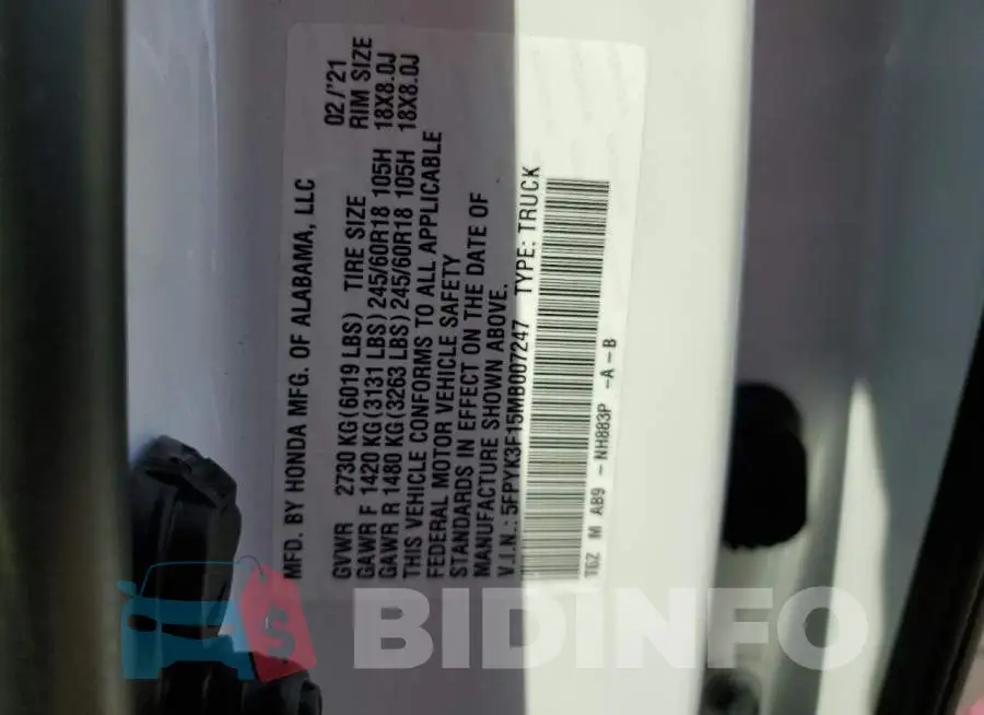 5FPYK3F15MB007247 Photo# 10