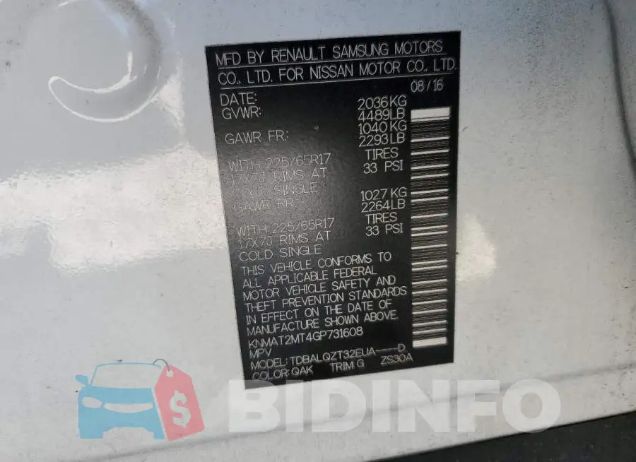 KNMAT2MT4GP731608 Photo# 10