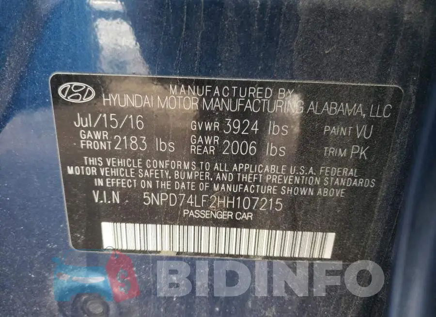 5NPD74LF2HH107215 Photo# 10