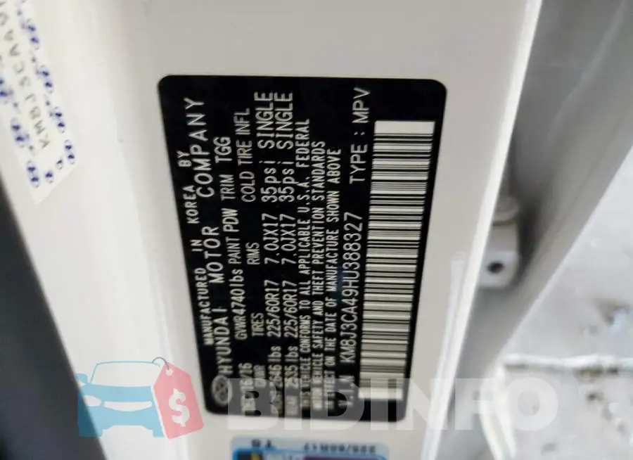 KM8J3CA49HU388327 Photo# 10