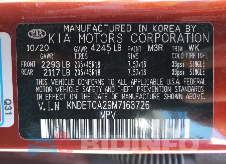 KNDETCA29M7163726 Photo# 10