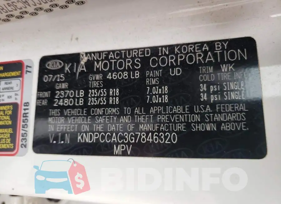 KNDPCCAC3G7846320 Photo# 10