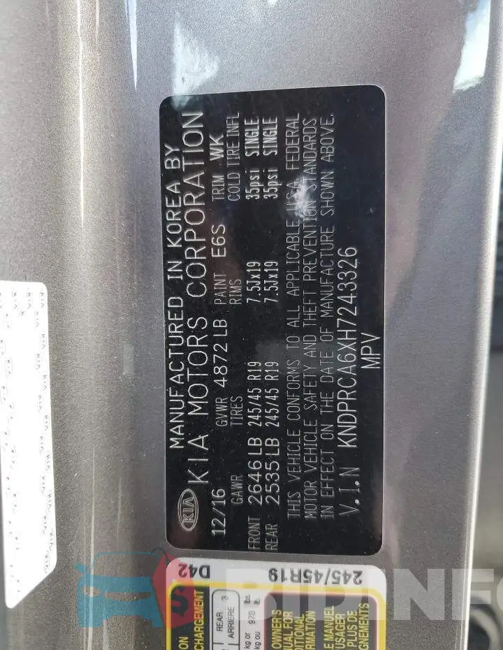 KNDPRCA6XH7243326 Photo# 10