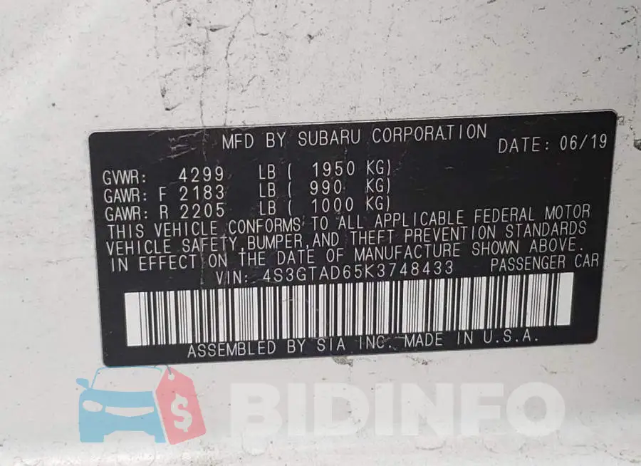 4S3GTAD65K3748433 Photo# 10