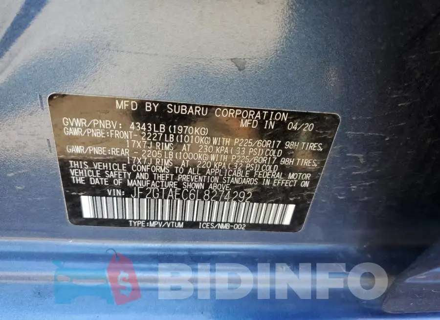 JF2GTAEC6L8274292 Photo# 10