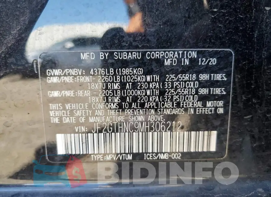 JF2GTHNC9MH306212 Photo# 10