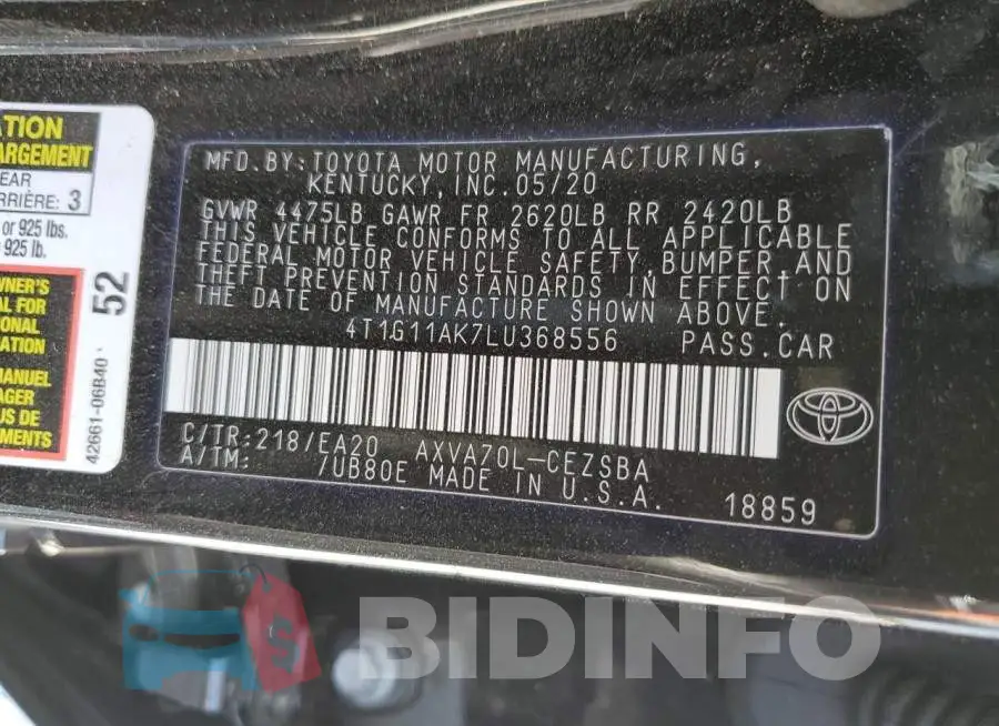 4T1G11AK7LU368556 Photo# 10
