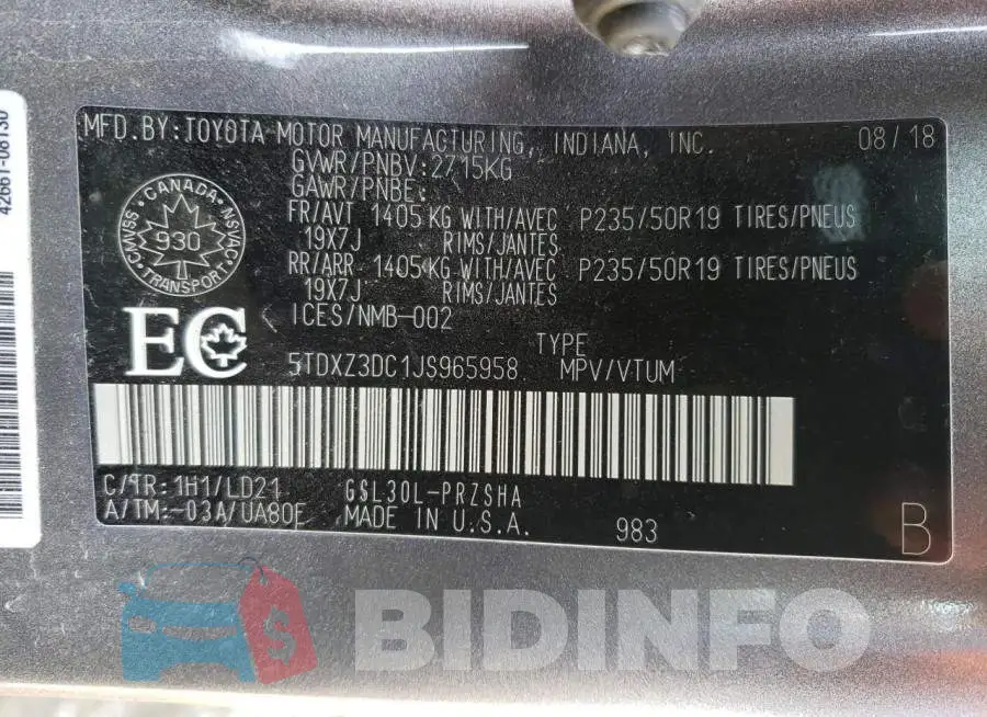 5TDXZ3DC1JS965958 Photo# 10