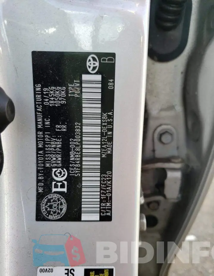 5YFB4RBE8LP003832 Photo# 10