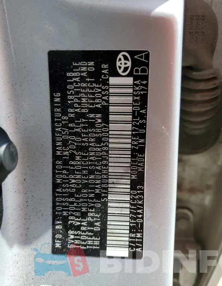 5YFBURHE9JP850007 Photo# 10