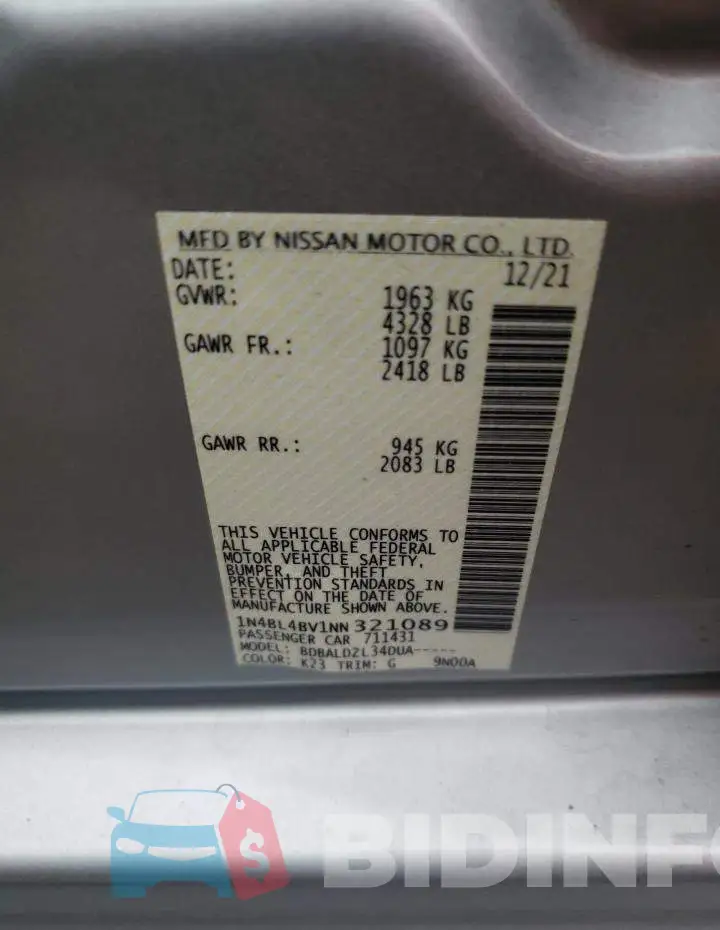 1N4BL4BV1NN321089 Photo# 12
