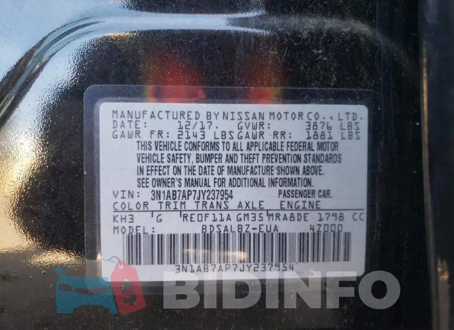 3N1AB7AP7JY237954 Photo# 10