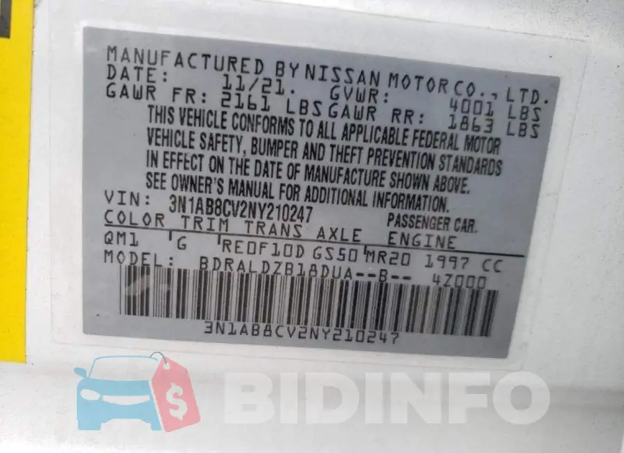 3N1AB8CV2NY210247 Photo# 10