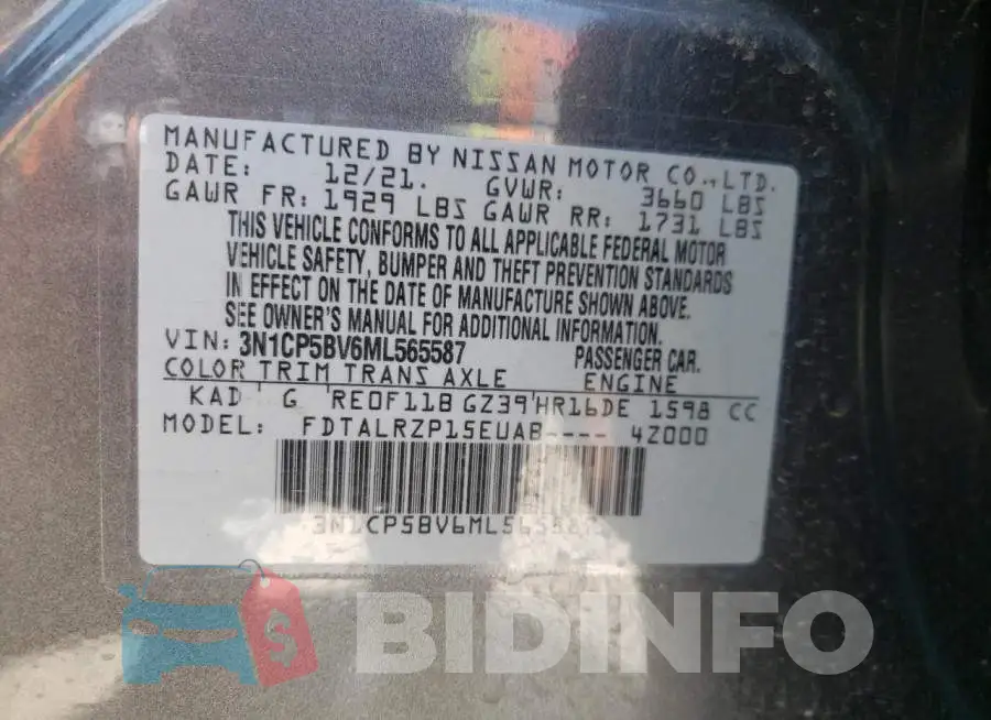 3N1CP5BV6ML565587 Photo# 10