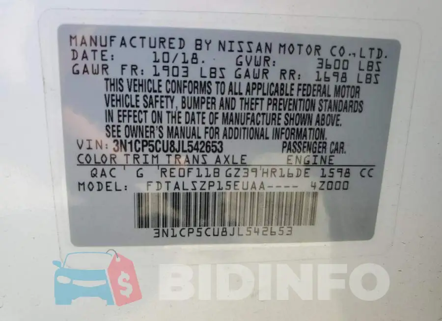 3N1CP5CU8JL542653 Photo# 10