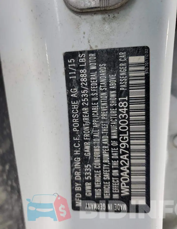 WP0AA2A79GL003481 Photo# 10