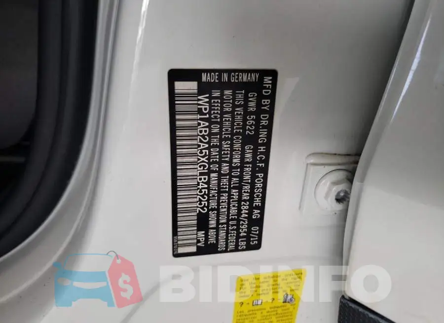 WP1AB2A5XGLB45252 Photo# 10