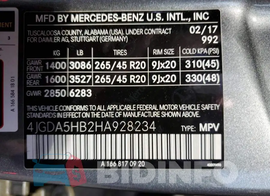 4JGDA5HB2HA928234 Photo# 10