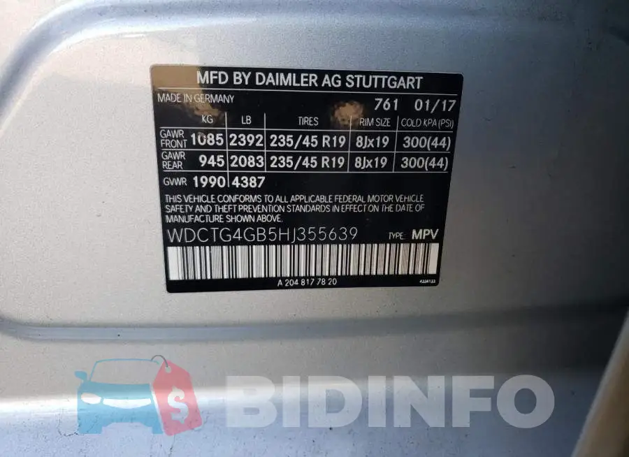 WDCTG4GB5HJ355639 Photo# 10