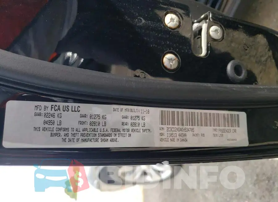 2C3CDZAG4KH534705 Photo# 10