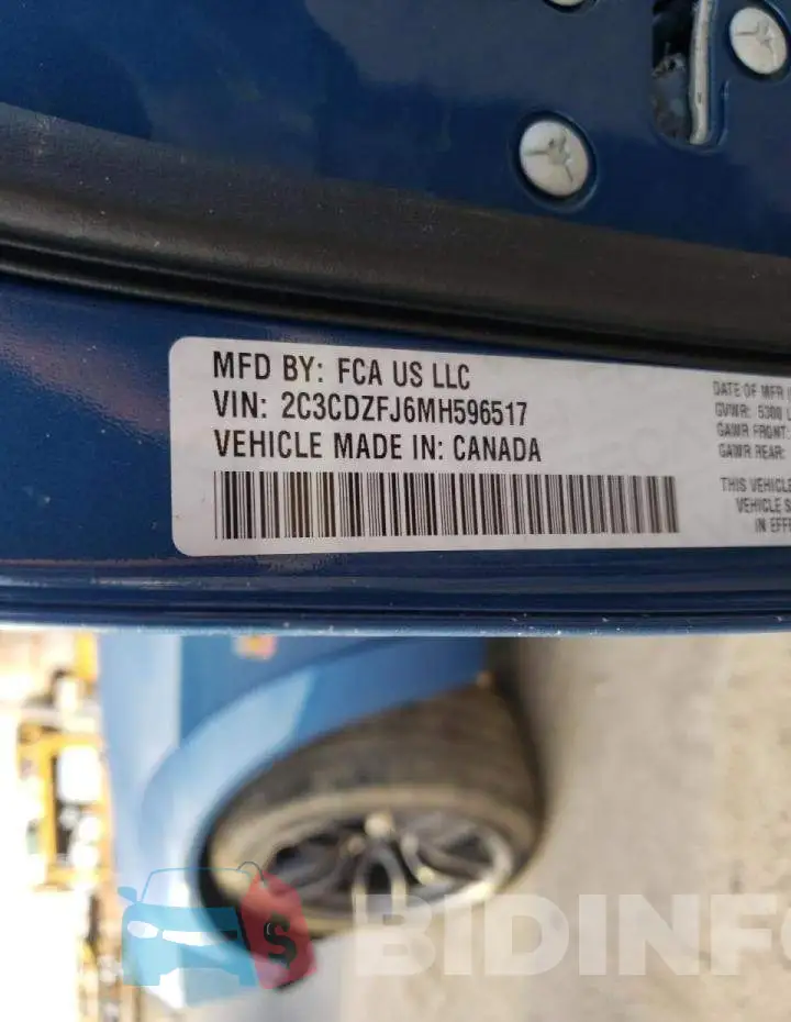 2C3CDZFJ6MH596517 Photo# 10
