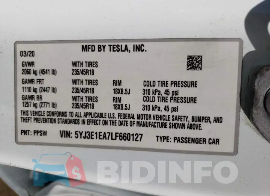 5YJ3E1EA7LF660127 Photo# 10