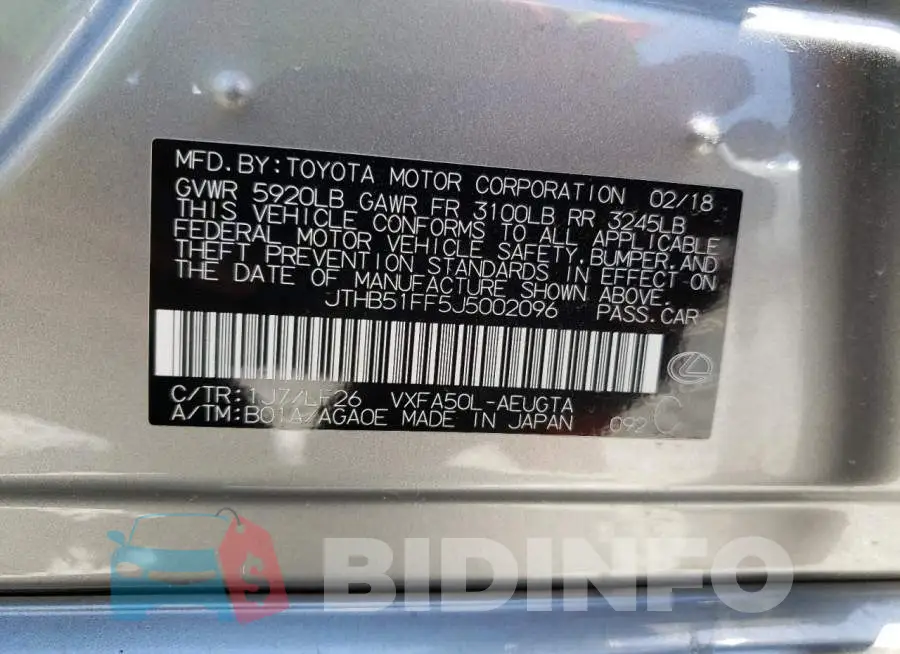 JTHB51FF5J5002096 Photo# 10