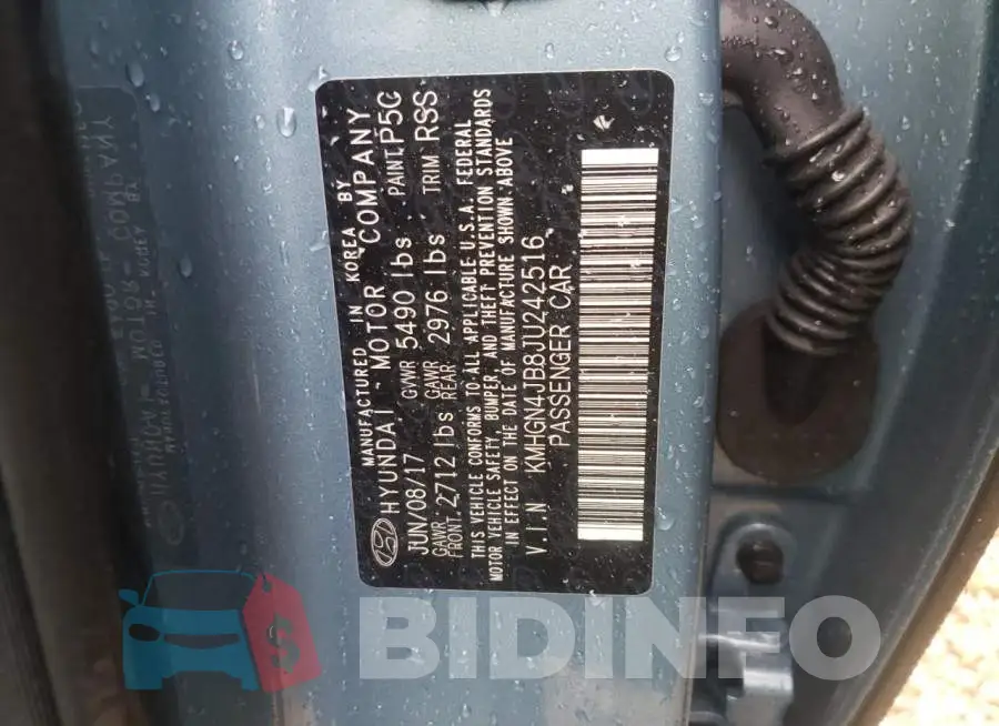 KMHGN4JB8JU242516 Photo# 10