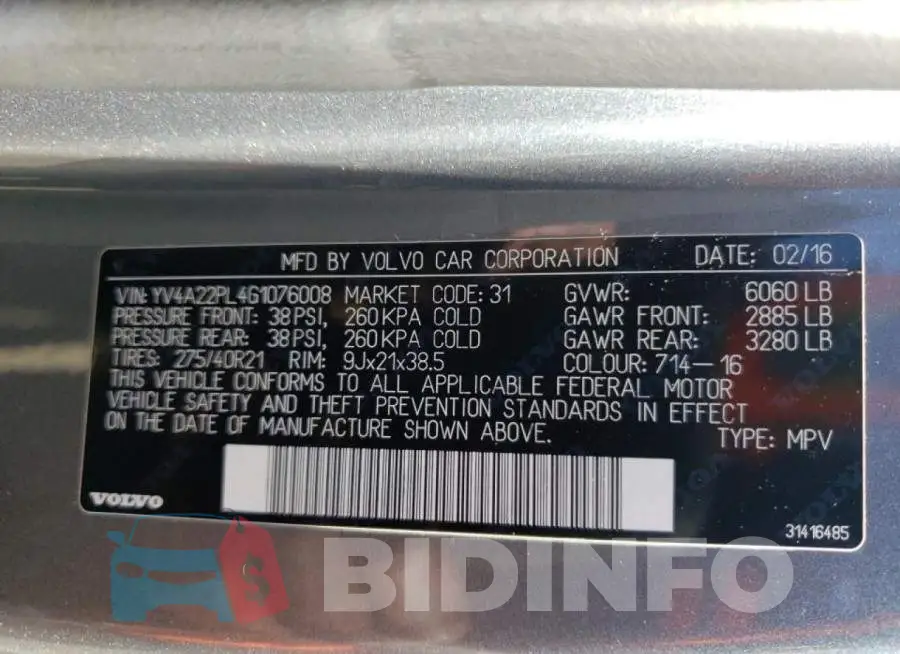 YV4A22PL4G1076008 Photo# 10