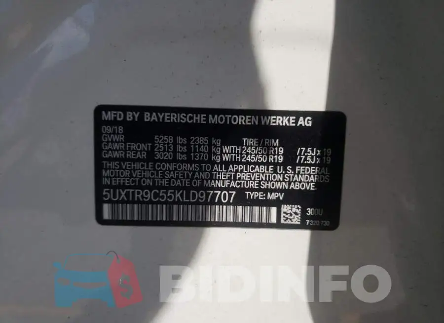 5UXTR9C55KLD97707 Photo# 10