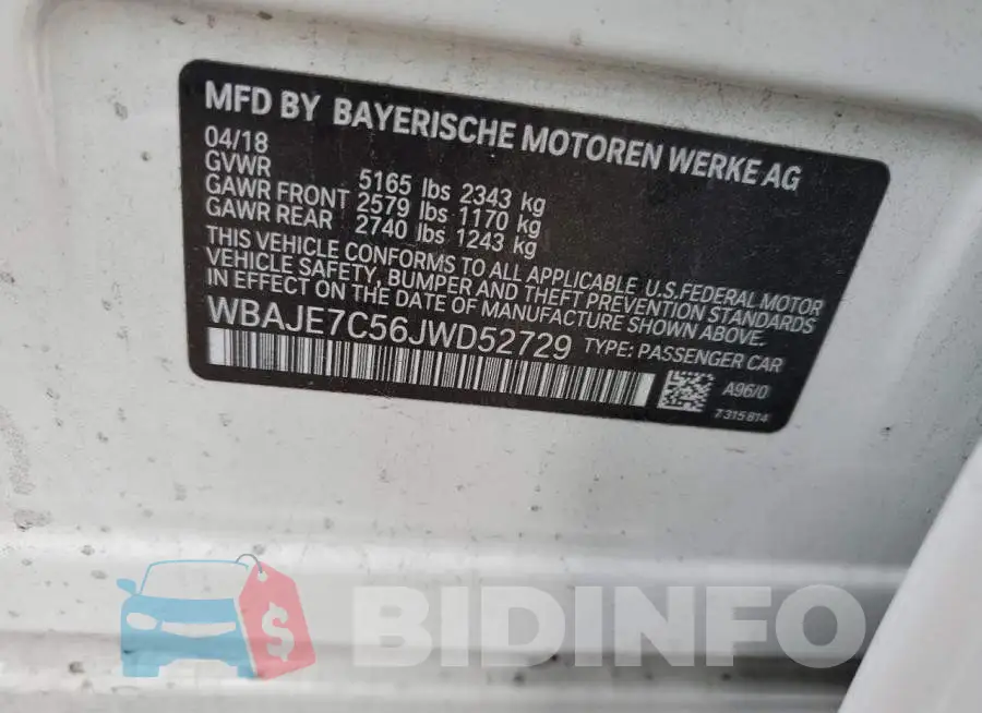 WBAJE7C56JWD52729 Photo# 10