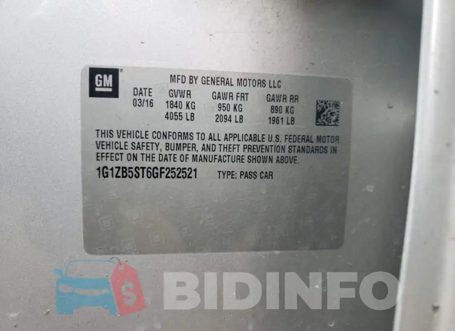 1G1ZB5ST6GF252521 Photo# 10