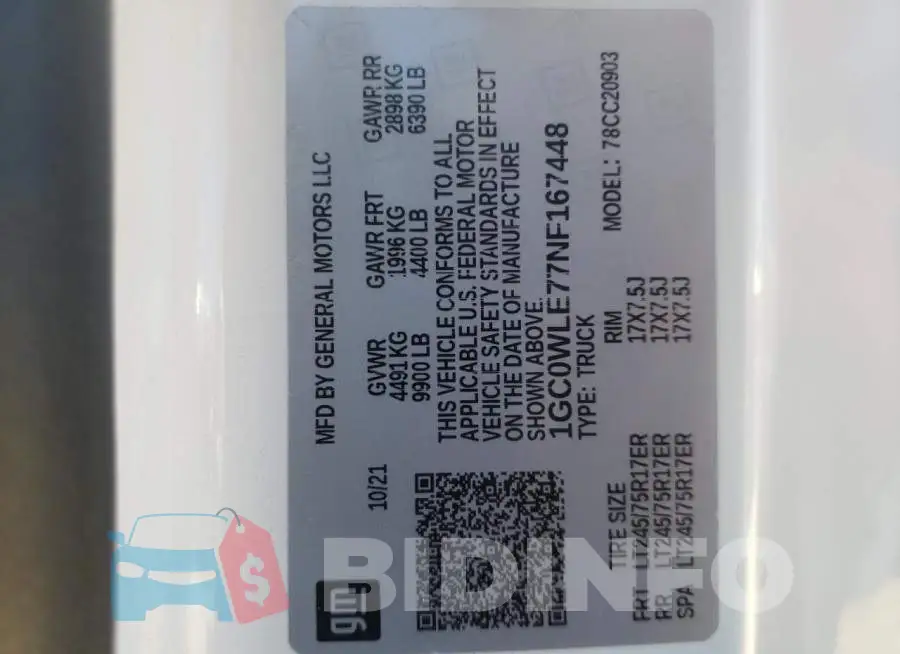 1GC0WLE77NF167448 Photo# 10